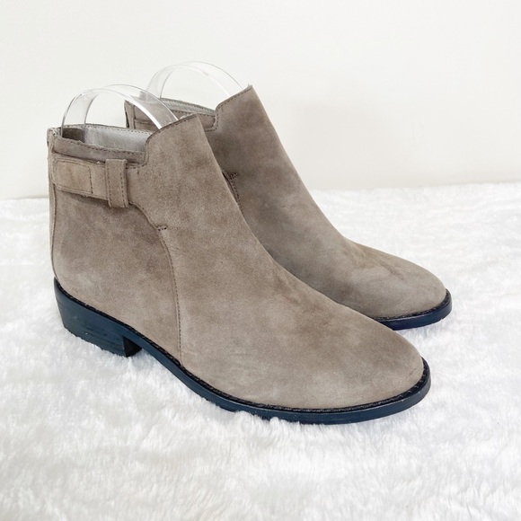 Eileen Fisher Beige Suede Leather Ankle Booties - Picture 2 of 14